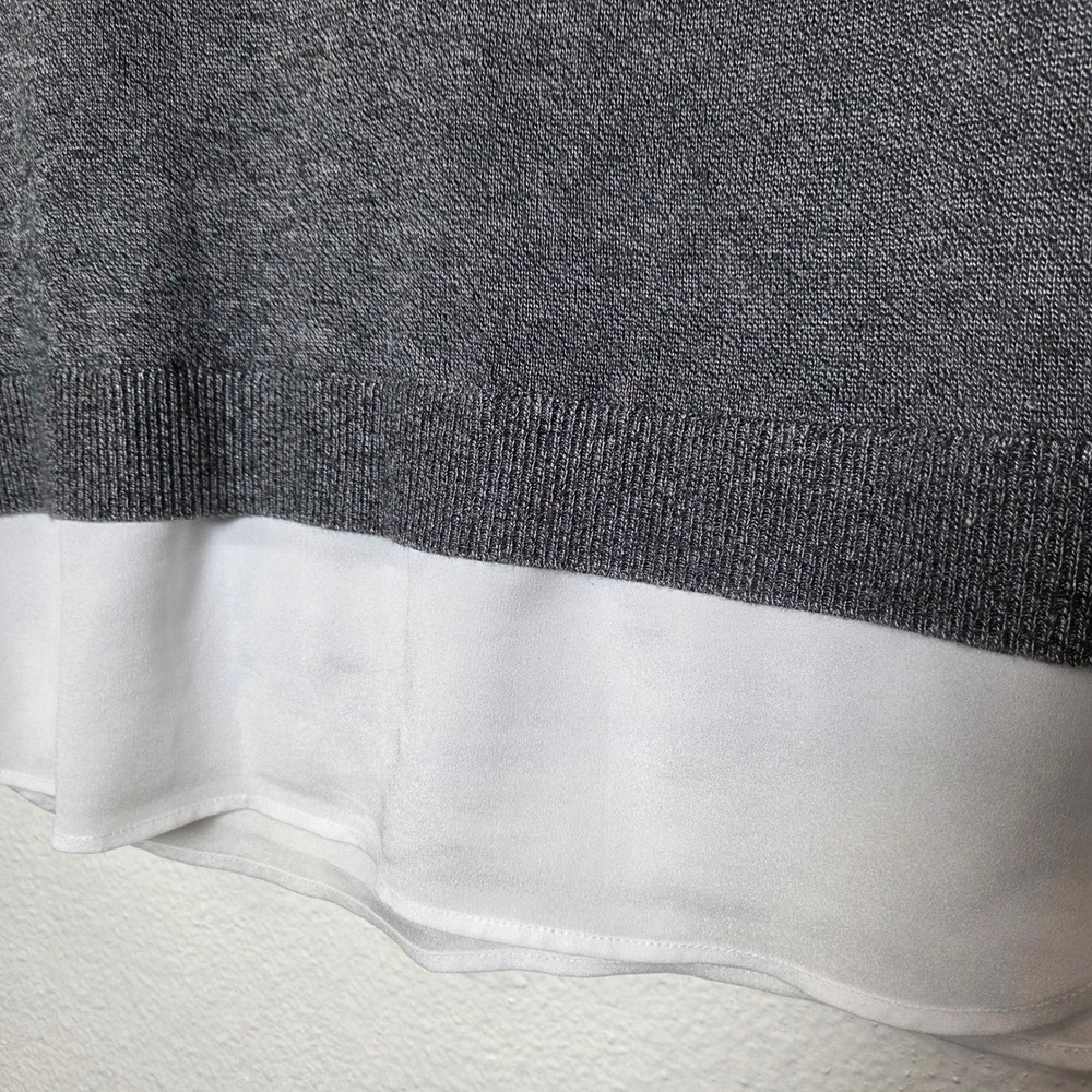 Calvin Klein gray textured sweater blouse office wear crew neck womens size M - Picture 5 of 11
